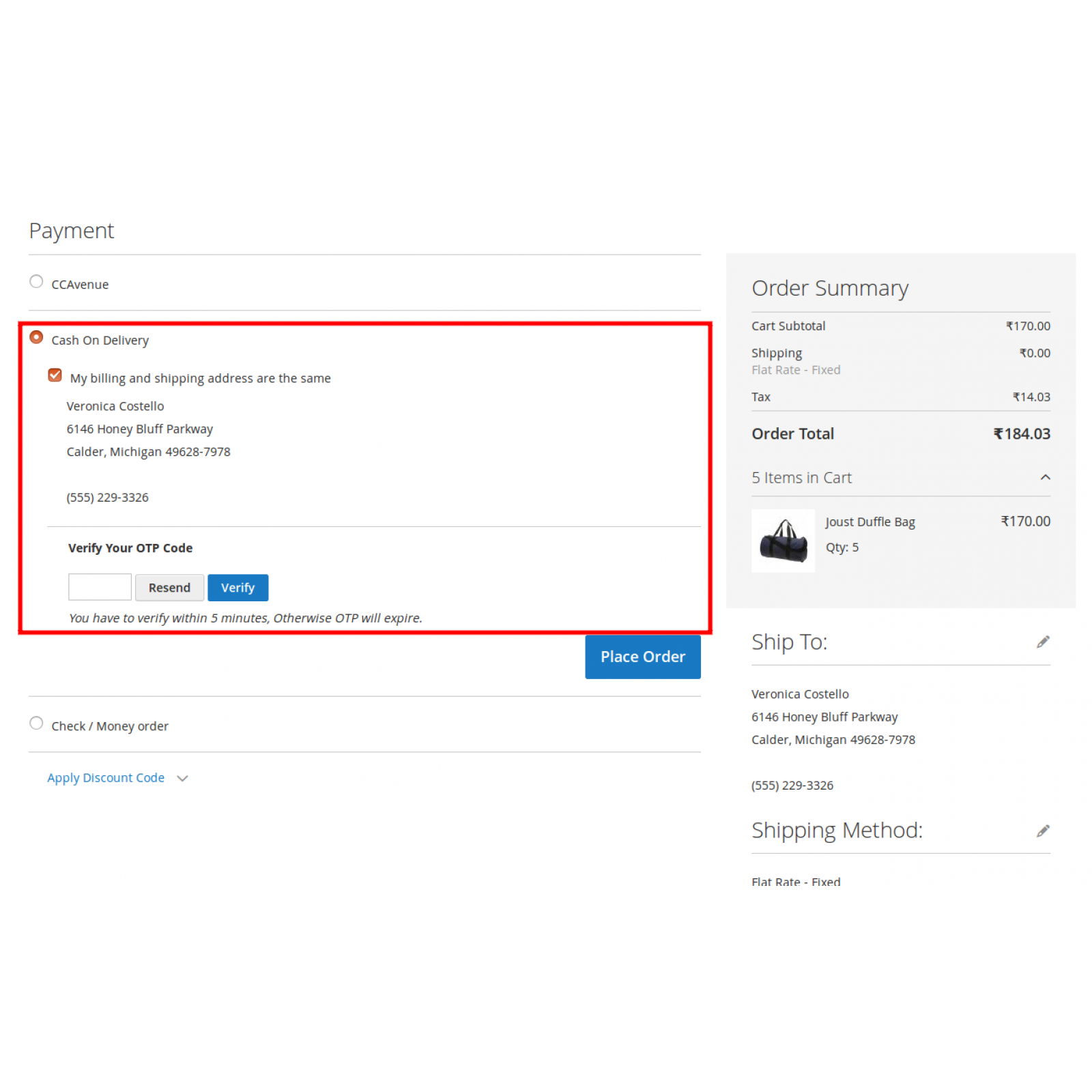 Magento 2 COD Verification via OTP Extension | Doyenhub